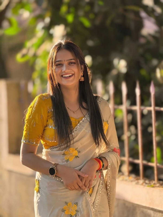 Rangoli Silk Mirror Work Designer Saree - House of ViDi