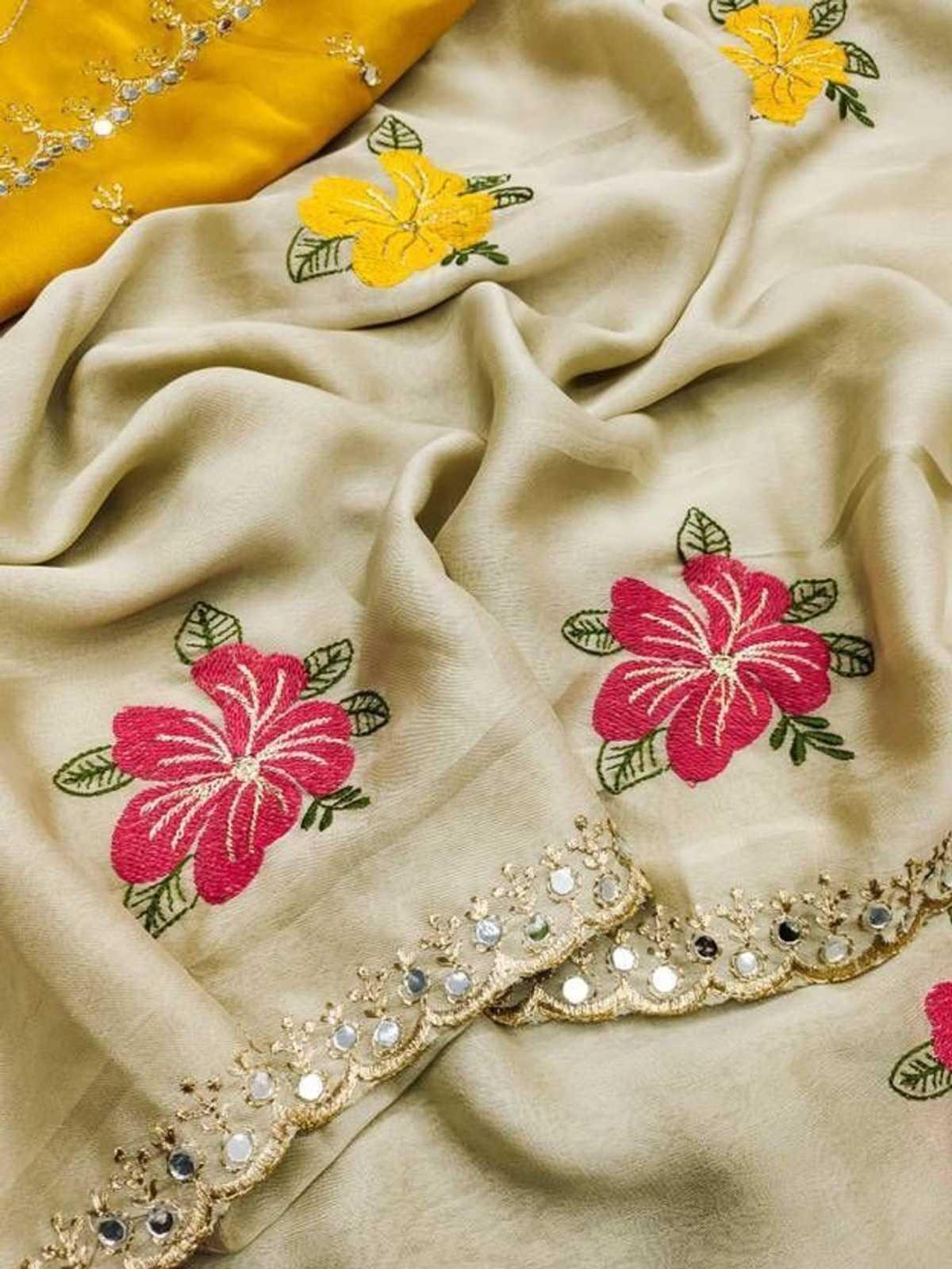 Rangoli Silk Mirror Work Designer Saree - House of ViDi