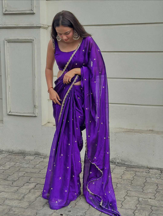 Purple Rangoli Silk Embroidered Designer Saree
