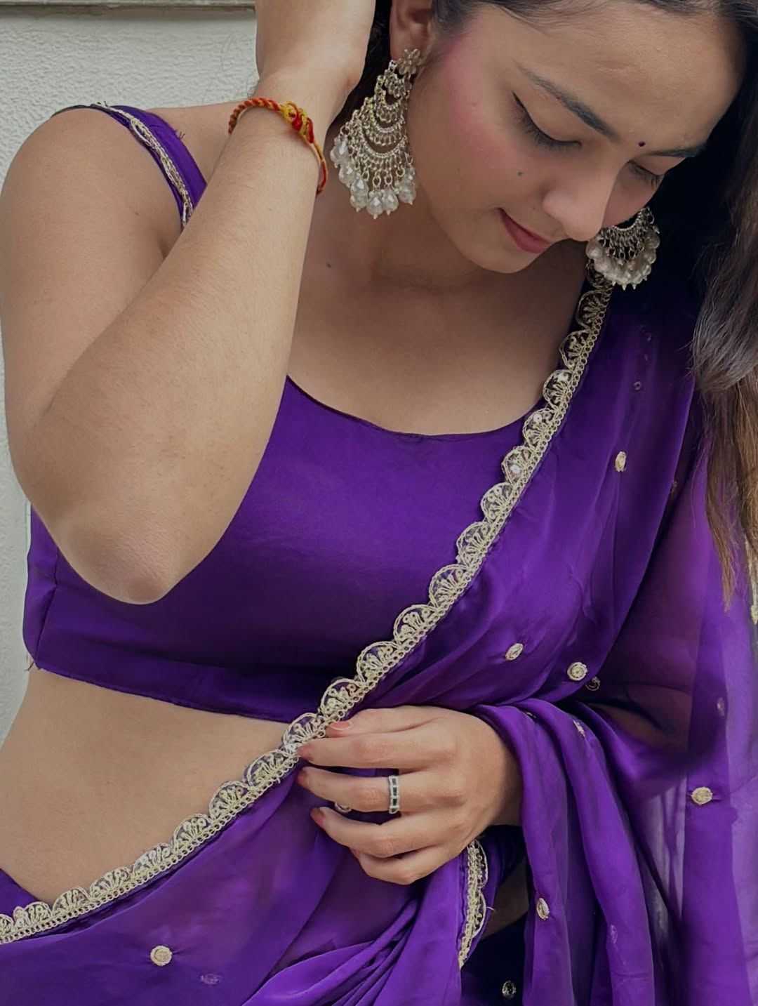 Purple Rangoli Silk Embroidered Designer Saree - House of ViDi