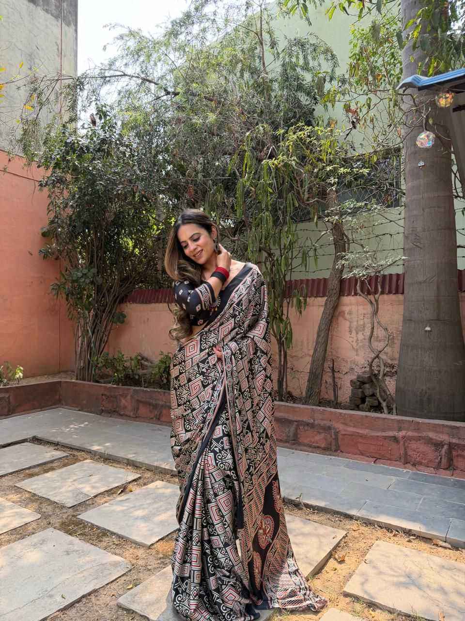 Designer Modal Silk Printed Saree with Running Blouse