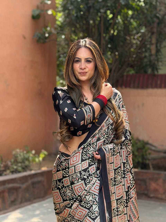 Designer Modal Silk Printed Saree with Running Blouse