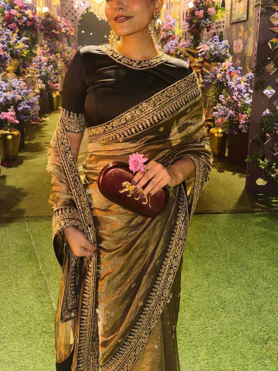Soft Net Sequins Embroidered Designer Saree - House of ViDi