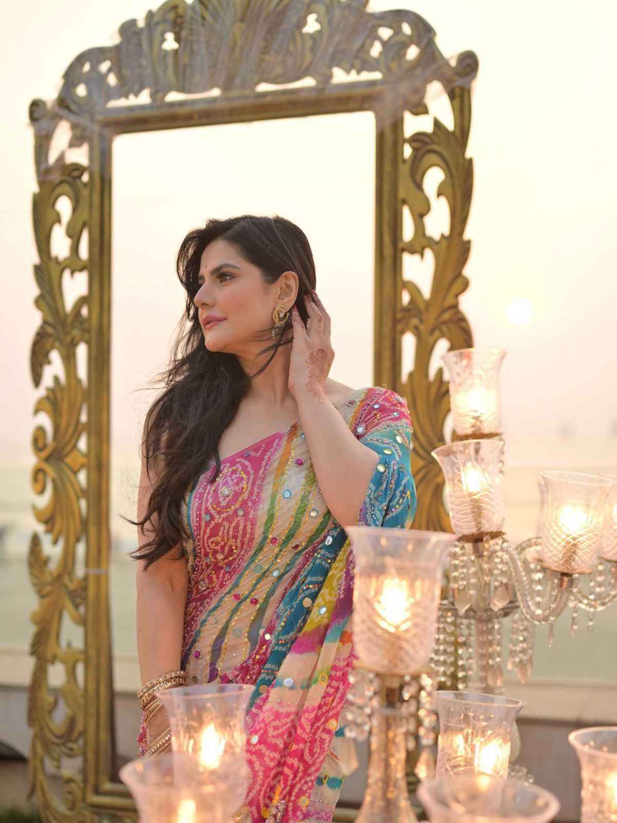 Soft Silk Digital Print Saree with Mirror & Sequin Work