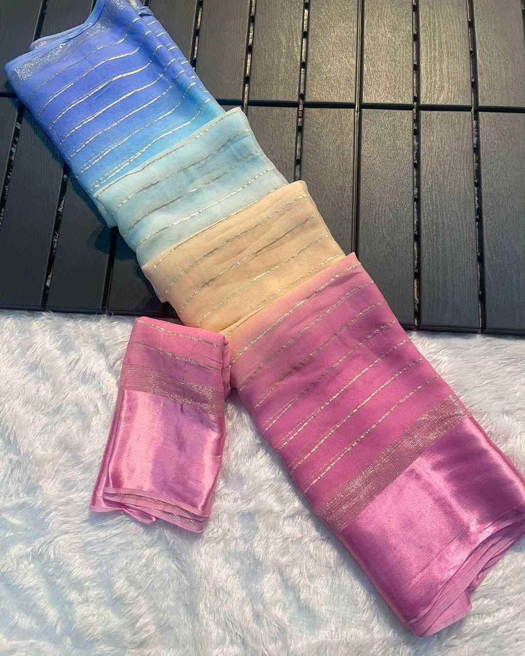 Viscose Georgette 4D Designer Saree with Gradient Pattern