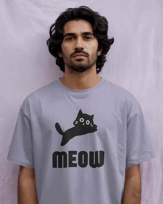 Meow Cat T-Shirt – Cute Minimal Cat Graphic Unisex Cotton Tee | Classic Everyday Wear