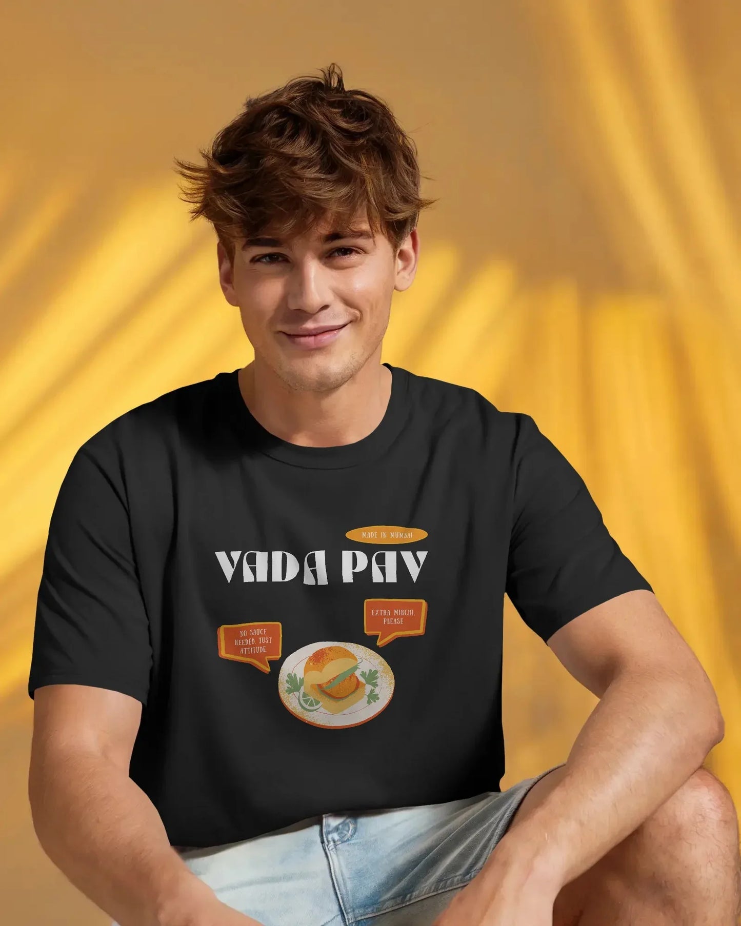 Vada Pav T-Shirt – Desi Street Food Graphic Unisex Cotton Tee | Mumbai Food Lover T-Shirt - House of ViDi